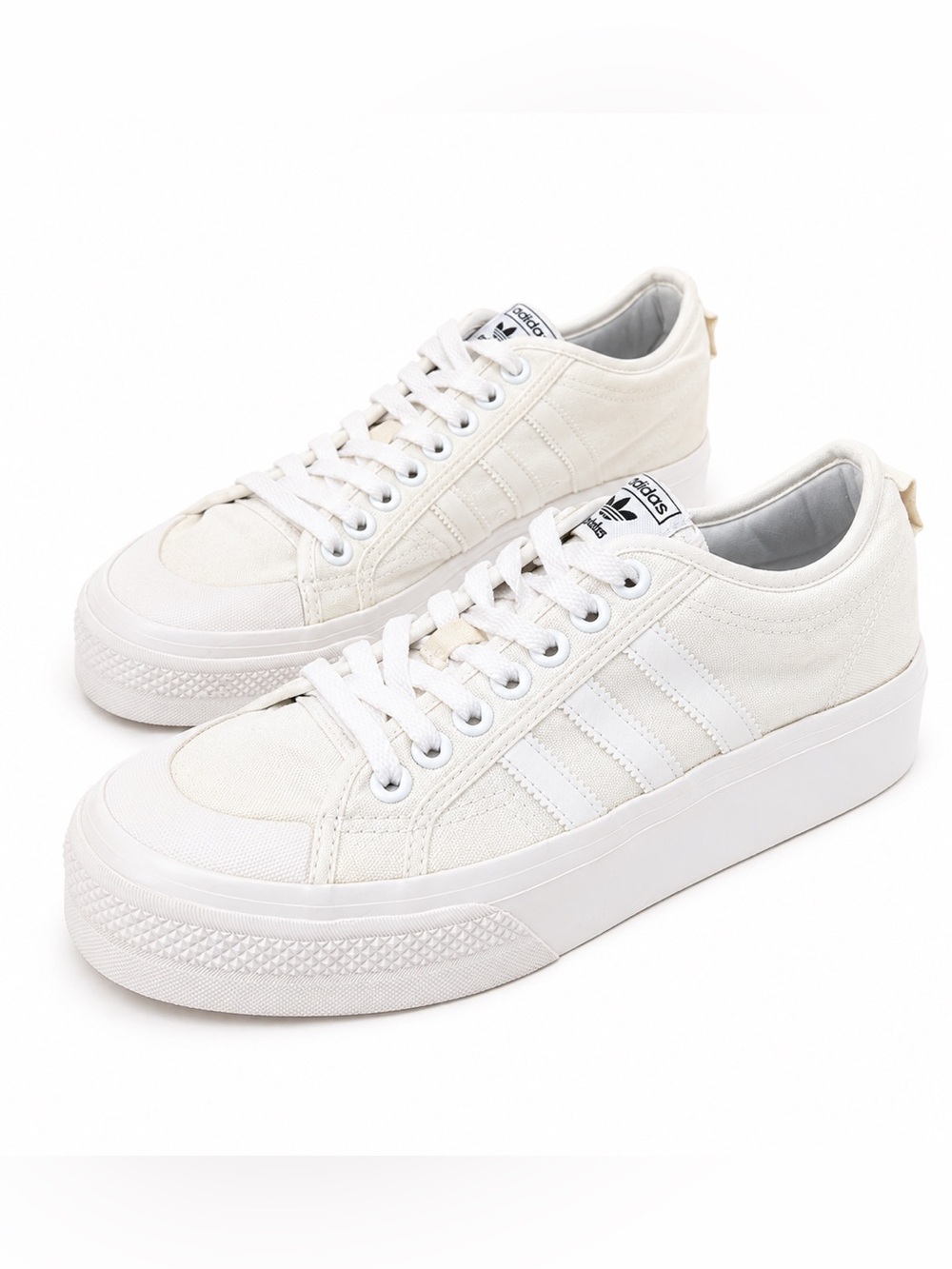 Adidas Originals Nizza Platform Triple White Canvas Sneakers Women’s US 9